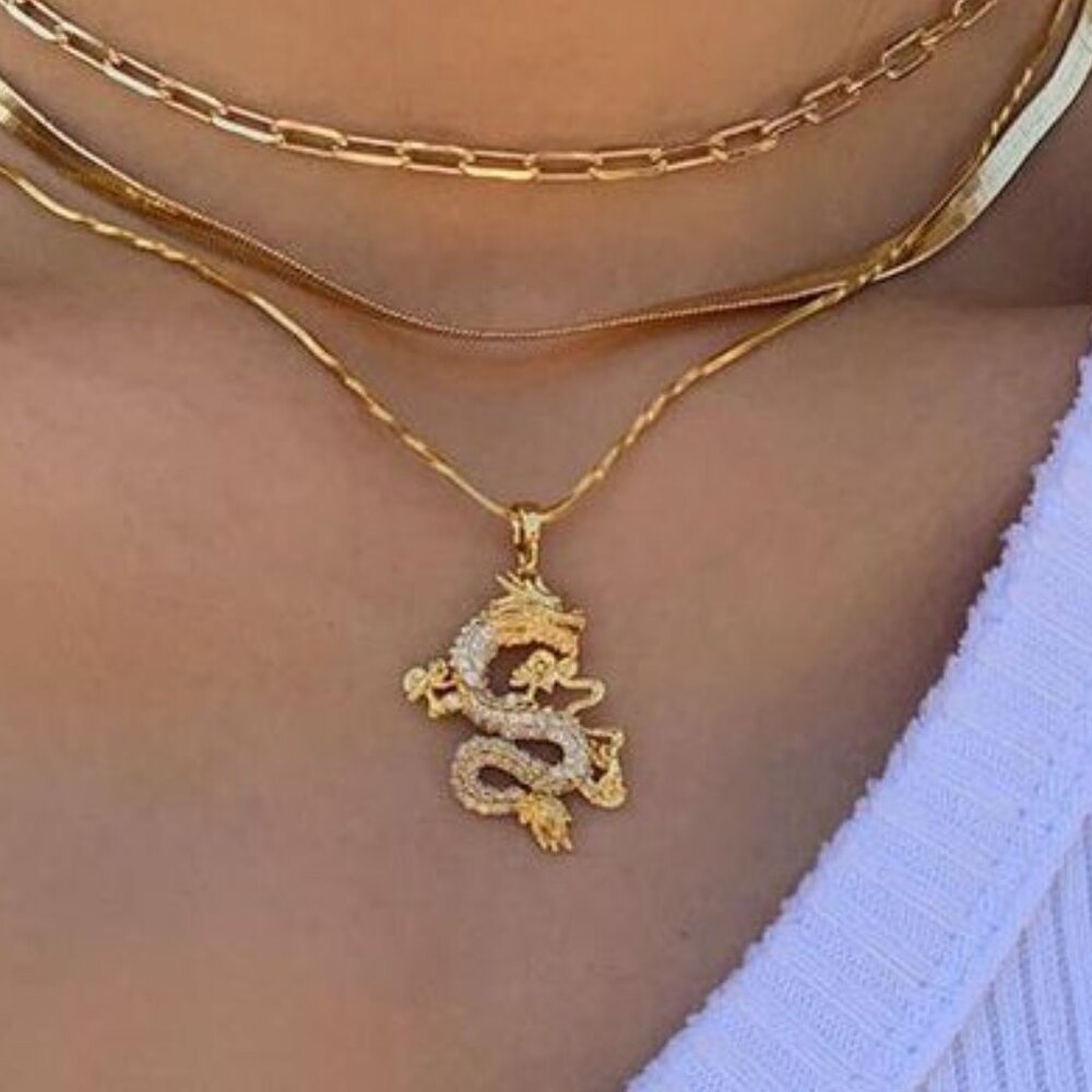 Sweetpeeps gold-filled dragon pendant necklace